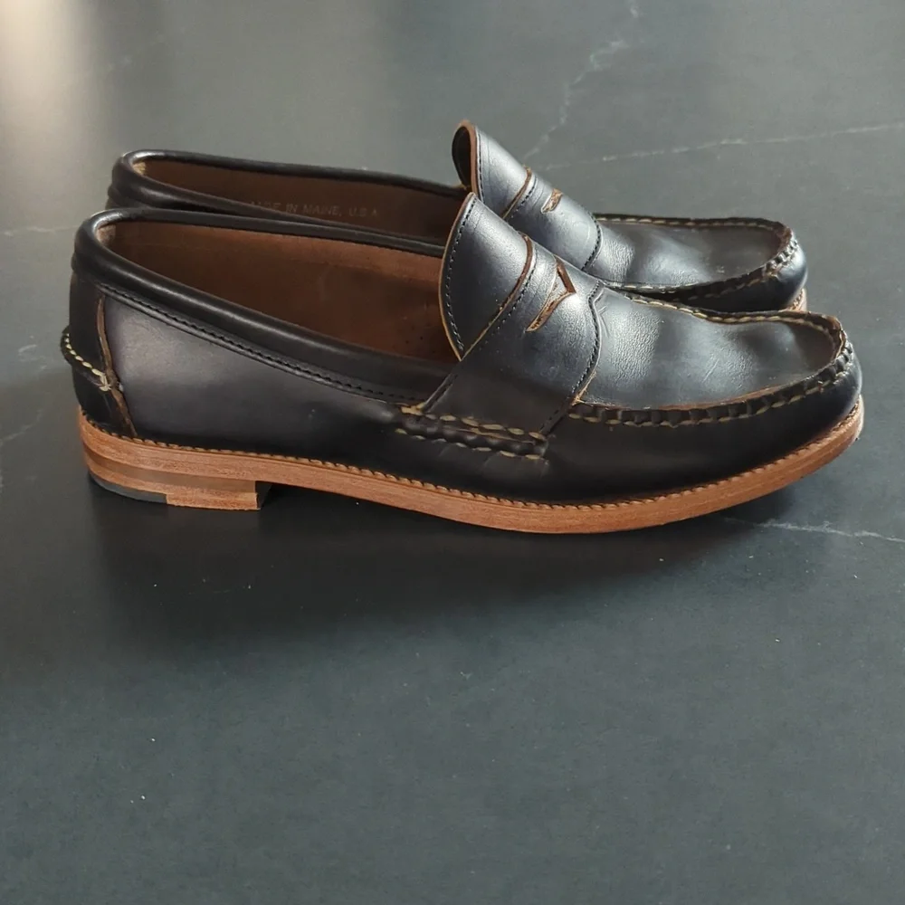 Rancourt & Co. Black Leather Pinch Penny Loafers - 10 D - Picture 6 of 11